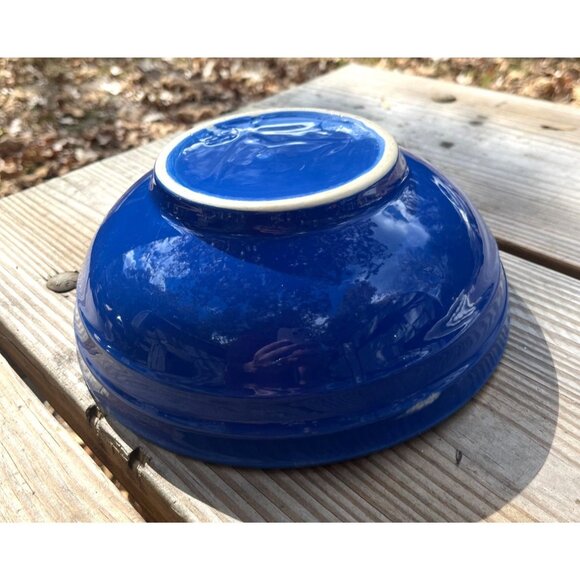 Vintage 9" Blue & White Ceramic Bowl Farmhouse Rustic Cottage Farmhouse Decor - Picture 5 of 10